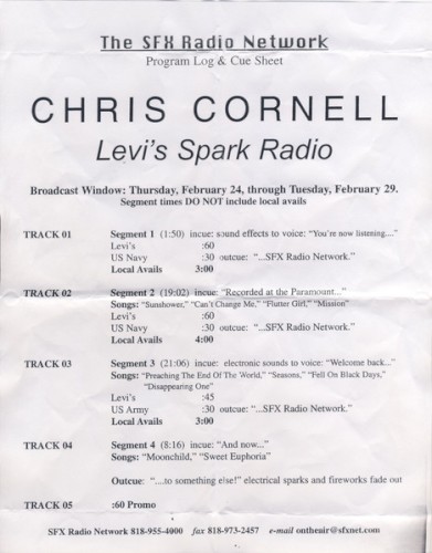 SFX Radio Network: Chris Cornell Levi’s Spark Radio Concert Series封面