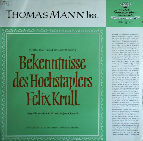 Bekenntnisse des Hochstaplers Felix Krull: Gespräch zwischen Krull und Professor Kuckuck封面