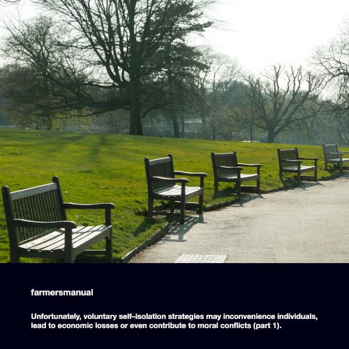 Unfortunately, voluntary self-isolation strategies may inconvenience individuals, lead to economic losses or even contribute to moral conflicts (part 1).封面