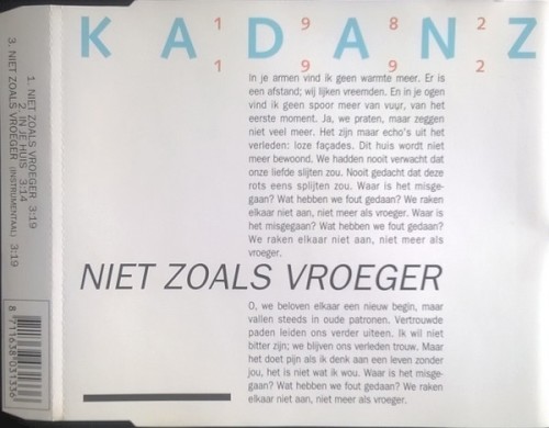 Niet zoals vroeger封面