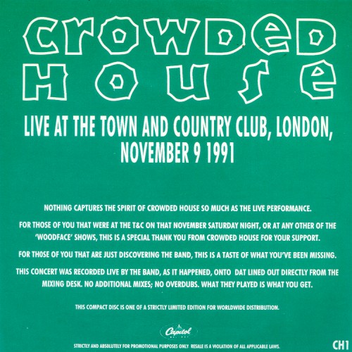 Live at the Town and Country Club, London, November 9 1991封面