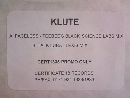 Faceless (Teebee's Black Science Labs Mix) / Talk Luba (Lexis Mix)封面
