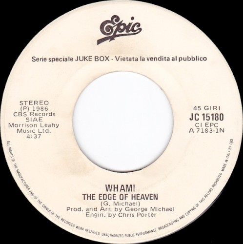 The Edge of Heaven / One Hit (To the Body)封面