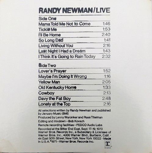 Randy Newman Live封面